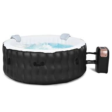 COSTWAY Vasca idromassaggio Gonfiabile, Vasca Spa Gonfiabile con 108 Getti Massaggianti a Bolle, Pompa, Copertura, Cartuccia per Filtro, per 4 Persone per Giardino e Cortile, 180 x 70 cm (Nero)