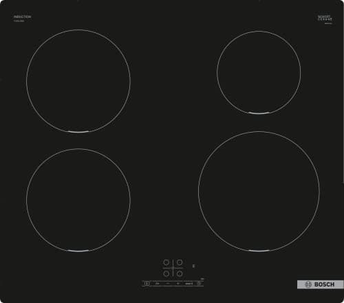 Bosch PUE611BB5J Serie 4, Piano cottura a induzione, PowerBoost accelera il processo di cottura, TouchSelect, senza profili, Nero, 60 cm