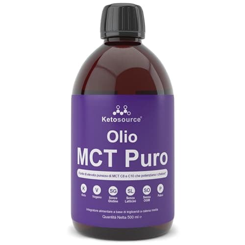 Olio MCT puro Ketosource® | Fonte ad alta purezza di MCT C8 e C10 che potenziano i chetoni | Supporta la nutrizione e il digiuno cheto | Sicuro per vegani e senza glutine | Flacone da 500ml
