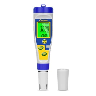 UIUZMAR Misuratore Salinità Acqua Piscina, Misuratore Digitale di pH e Sale per Piscina, Schermo Più Grande, 5 in 1 Misuratore di pH/Sale/EC/TDS/Temp per Idroponica, Acquario, Spa, Acqua, Liquidi