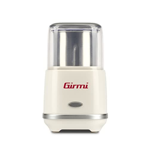 Girmi MC02 Macinacaffè, 180 W, Doppio coperchio, Contenitore e lame INOX, Grandi capacità 70 g, Macina spezie e caffè, Funzionamento PULSE, Panna
