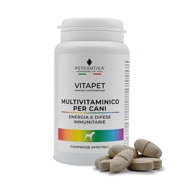 PETCEUTICA Vitamine per Cani VITAPET - 3in1 Integratore Multivitaminico Cane con Echinacea, Uncaria, Biotina e Zinco per Energia, Difese Immunitarie e Cute Sana - 60 Compresse Appetibili