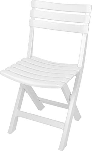 Spetebo Sedia pieghevole in plastica, 80 x 45 cm, colore bianco, per giardino e balcone, da bistrò, pieghevole, da giardino, da campeggio, per esterni, per giardino, balcone, terrazza