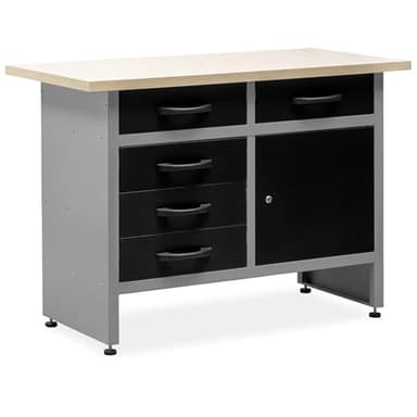 METALLMOBELL - Banco da Lavoro Officina, 120x60x84cm, con Cassetti e Armadietto | Tavolo da Lavoro Garage, Banchetto da Lavoro, Banco da Falegname, Banco da Lavoro Garage, Banco Lavoro MB017G