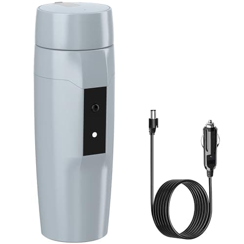Bollitore portatile da 12 V per auto, piccolo bollitore elettrico da viaggio, scaldabagno veloce da 80 W, mini tazza elettrica da tè e caffè per auto, spegnimento e riavvio automatico, cavo di