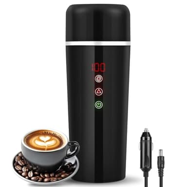 Bollitore Portatile per Auto, Diealles Shine 420ML Mini Bollitore Elettrico in Acciaio Inox 316, Chiusura Automatica Bollitore da Viaggio con Temperatura Regolabile e Mixer