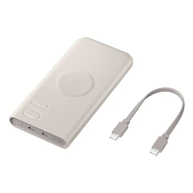 Samsung Caricabatterie Portatile Wireless, Power Bank Super Fast Charging 25W 10.000 mAh, 2 porte di ricarica USB-C e ricarica Wireless, Beige