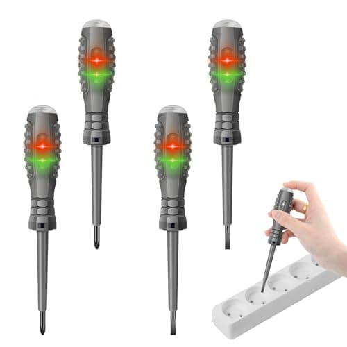 TNOMSNO 4 Pezzi Cacciavite Tester di Tensione, Rilevatore di Elettricità per Cacciavite Penna Tester Elettrico, Cacciavite Magnetico ad Alta Coppia 2 in 1 per Garage