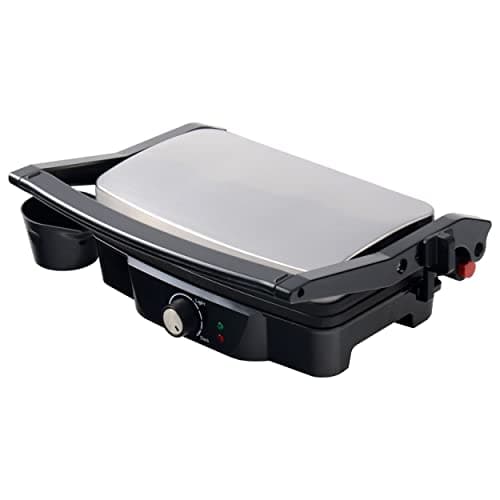 ARDES AR1S20 Bistecchiera Elettrica Professionale 1500W Piastra Elettrica per Panini e Piadine Bistecchiera con Piastre Antiaderenti (27,8 x 17 cm), Colore Nero e Acciaio