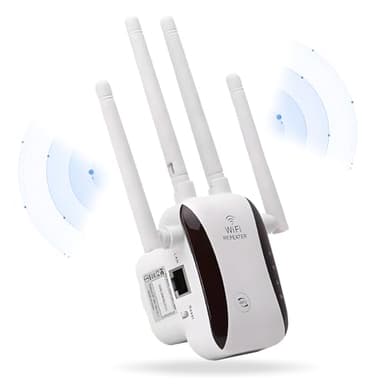 Ripetitore WiFi 1200Mbps,Ultime ricerche e sviluppo，Range Extender Wifi 5G + 2.4G Amplificatore Segnale WiFi,Segnale WiFi Copertura 200 ㎡,Ripetitore Wifi Potente per Casa e Ufficio (4 Antenne)