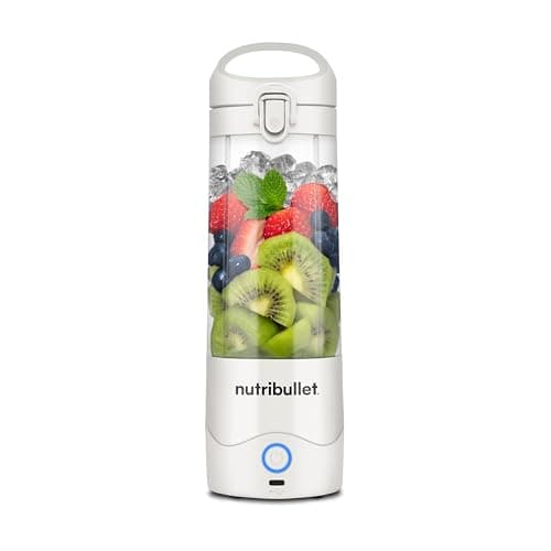 nutribullet portable blender, frullatore portatile, 475ml BPA free, mini frullatore, frullatore multifunzione, caricatore USB-C, oltre 15 cicli frullatura, bianco, NBP003W