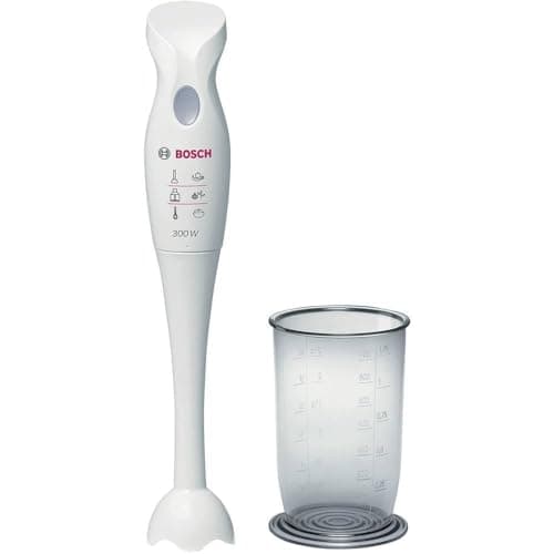 Bosch MSM6B150 Frullatore a immersione, 300W, Impugnatura ergonomica, Facile da usare e pulire, Lama acciaio inox, Piede frullatore anti schizzo, Bicchiere graduto incluso, Grigio