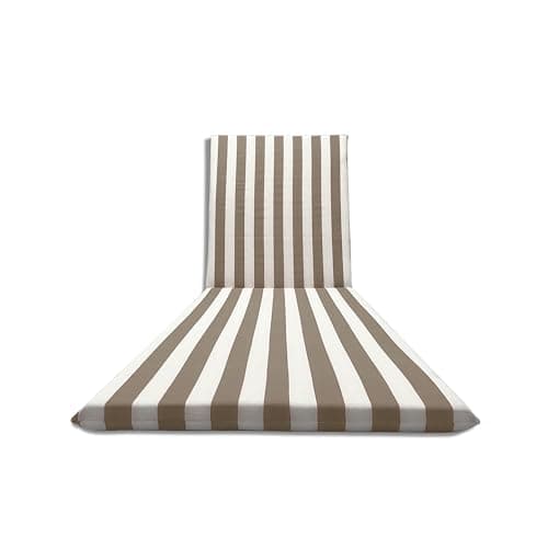 Il Tuo Artigiano Design Cuscino Imbottito per Lettino Prendisole Artigianale Totalmente Sfoderabile in Cotone (Bianco E Beige)