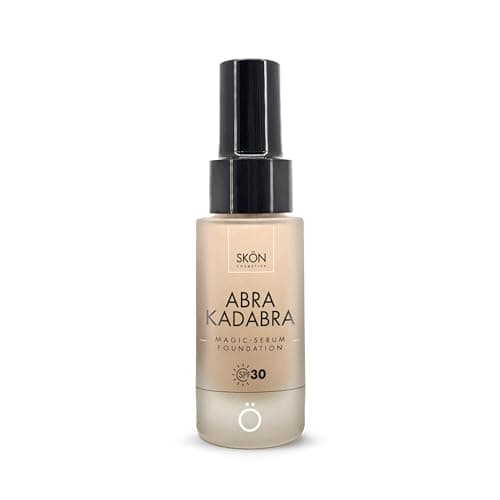 Skön Abrakadabra - Fondotinta Siero Viso con Protezione Solare Spf 30, Siero Viso Acido Ialuronico con Olio di Cocco e Vitamina E, Fondotinta Solare Uniformante, Ideale per Tutti i Tipi di Pelle, 30ml