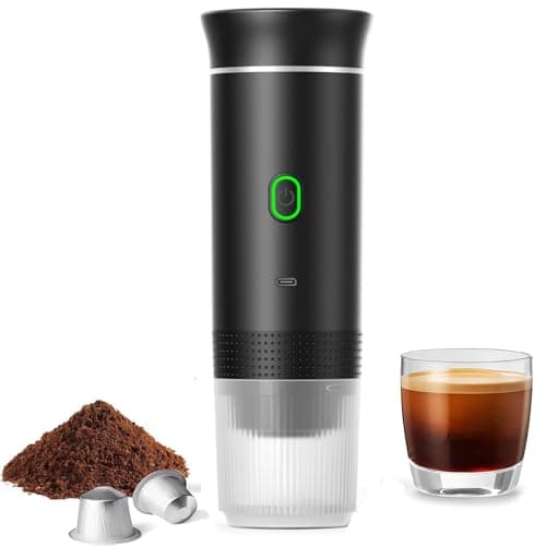 Macchina da Caffè Espresso Portatile, Macchina per Caffè Espresso Elettrica 3 in 1, 60ml Caffettiera Elettrica da Viaggio con Batteria per 12V Auto e Camion e Campeggio