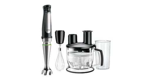 Braun Multiquick, frullatore a immersione, 1000 Watt, con tecnologia ActiveBlade, colore nero/acciaio inox Include 3 accessori Nero