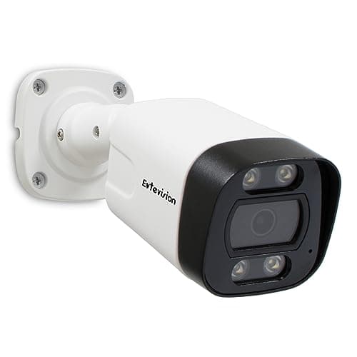 Evtevision 5MP Telecamera Esterno PoE Bullet con Rilevamento di Persone Movimento, Telecamera IP Esterno Impermeabile IP67, Visione Nottura IR 30m, audio bidirezionale, slot per schede micro SD