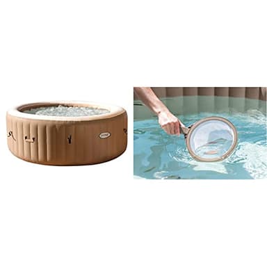 Intex 28428 Pure Spa Bubble Therapy, 216 x 71 cm 6 Posti, Sabbia & 28004 Kit Pulizia per Vasca Idromassaggio Due Spazzole E Un Retino per Piscina, Unica