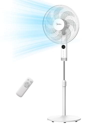 Midea MFS400R0APW Ventilatore a Piantana 50W Ventilatore Silenzioso con Telecomando Ventola a 7 Pale Oscillazione Grande 7H Timer 3 Livelli di Velocità