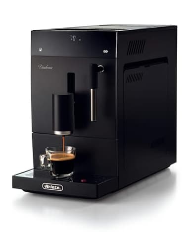 Ariete 1452 Diadema, Macchina da caffè automatica, 1350W, 19 bar di pressione, Per caffè, americano e acqua calda, Dispositivo Cappuccino, Display LED, Erogatore Regolabile, Nera