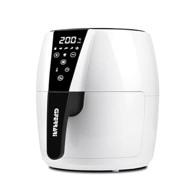 G3 Ferrari G10195 Friggitrice ad Aria, 1500 W, 4,8 Litri, BPA/PFOA Safe, Tenmperatura Regolabile, Display Digitale, 6 Programmi, Contenitore antiaderente, Ricettario incluso, Bianco/Nero