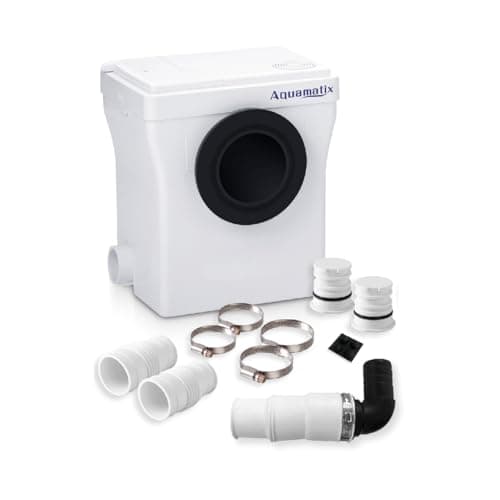 Aquamatix Cubo 400W Trituratore Pompa Maceratore 110L/min Sistema di Sollevamento sanitario con filtro a carbone 3 ingressi per WC, lavandino e vasca da bagno, 8m Distanza di pompaggio verticale