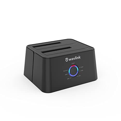 WAVLINK Dual Bay SATA a USB3.0 disco rigido esterno HDD Docking Station per 2,5 o 3,5 pollici hdd, SSD con dischi rigidi fotocopiatrice/cloni della funzione di nero