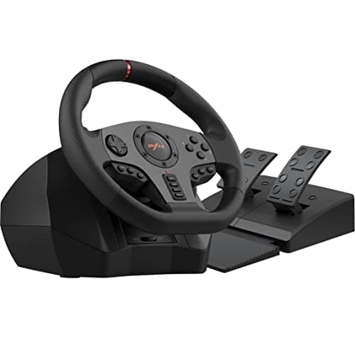PXN V900 Volante da Gioco, 270/900° Volante e Pedali, Volante PC con Feedback di Vibrazione, Volante per PC, PS4, PS3, Xbox e Switch - Nero
