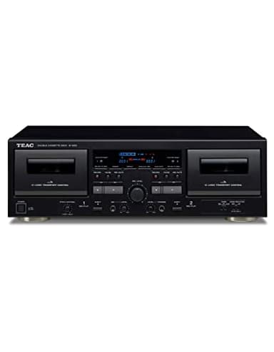 Teac W-1200(B) Dual Cassette Deck (lettore di cassette, registrazione/riproduzione, ingresso microfono per karaoke e annunci, uscita USB per la registrazione digitale su PC/Mac), nero