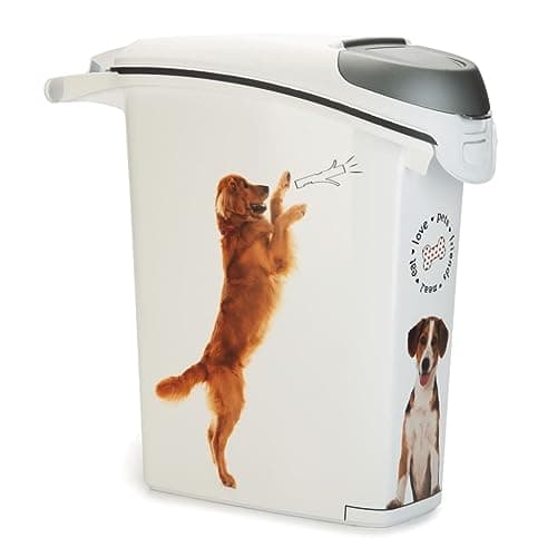 CURVER Contenitore per cibo secco per cani, capiente, ermetico, antiodore, con manici da viaggio, 23 x 50 x 50 cm, 10 kg/23 l, bianco