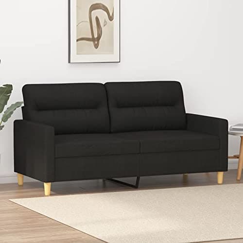 Festnight Divano a 2 Posti, Divani 2 Posti, Divano Due Posti, Divanetto 2 Posti, Divano Letto 2 Posti Economico, Nero 120 cm in Tessuto