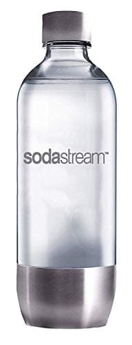 Sodastream Bottiglia In Pet Di Ottima Qualità Con Base E Coperchio In Acciaio Inossidabile, Utilizzabile Universalmente Sodastream Gorgogliatore D'Acqua Con Bottiglia Di Plastica, Trasparente, 1 L