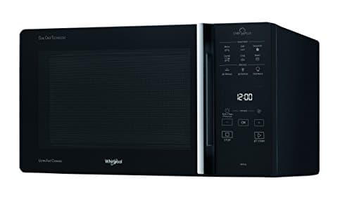 Whirlpool MCP 349 BL Chef Plus Microonde termoventilato combinato, con griglia alta, griglia bassa, piatto Crisp + maniglia, 25 litri, Nero