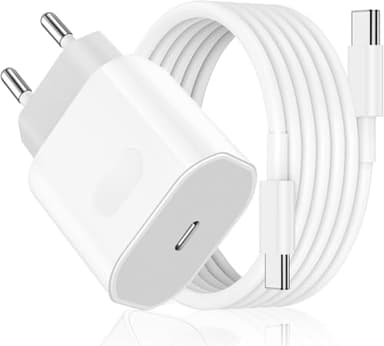 Caricatore per iPhone 16/16 Pro/16 Pro Max/16 Plus/15/15 Pro/15 Pro Max/15 Plus/Pad, 27W USB C Caricabatterie Alimentatore Presa Spina Rapido con Cavo 2M