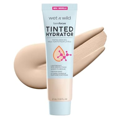wet n wild, Bare Focus Tinted Hydrator, Idratante Colorato Arricchito con Acido Ialuronico e Squalane per una Pelle Luminosa, Copertura da Leggera a Media, Finitura Semi-opaca, Pelle Olivastra