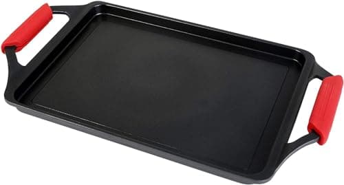 WECOOK! Ecostone Bistecchiera Induzione 43 X 25cm, Piastra per Grigliare, Alluminio Fuso, Antiaderente XTRA DUPONT Ecologico senza PFOA, 5mm Spessore, Maniglie in Silicone, Vitroceramica, Gas, Forno