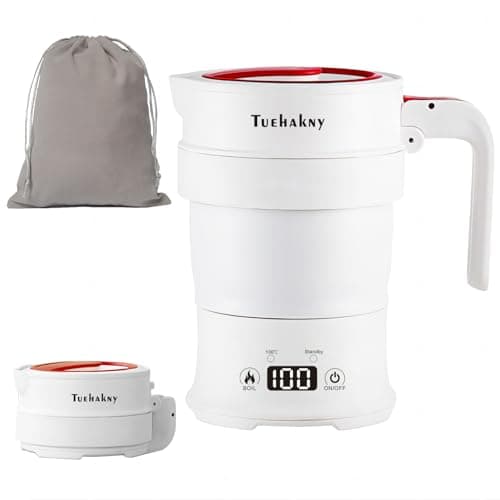 Bollitore elettrico pieghevole 0,7 l, portatile per campeggio con visualizzazione della temperatura in tempo reale, viaggi, silicone auto-Stop