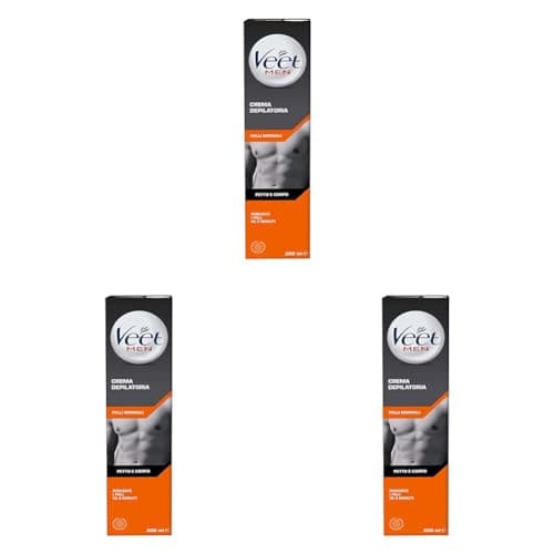 Veet Men, Crema Depilatoria Uomo, Pelli Normali 200 ml (Confezione da 3)