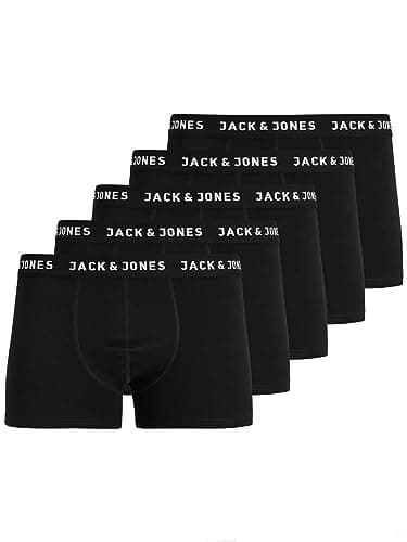 JACK & JONES Jachuey Trunks 5 Pack Noos Boxer, Nero (Black), Medium (Pacco da 5) Uomo