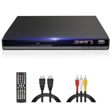 Lettore DVD HD con Porta HDMI, JOVELL Lettore DVD Gratuito per Regione per Smart TV | Lettore CD DVD MP3 con Ingresso USB | Cavo HDMI e RCA Incluso | Perfetto per i Film per Famiglie (DVD-168)
