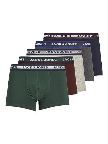 JACK & JONES Jacoliver Trunks 5 Pack Boxer a Pantaloncino Uomo, Grigio (Melange Grigio Scuro), L