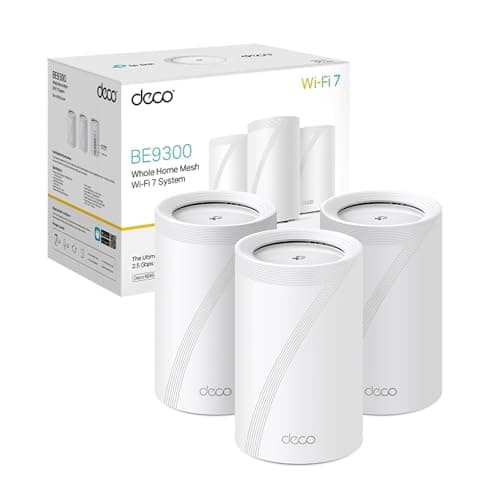 TP-Link WiFi 7 Deco BE65(3-pack) Router Mesh WiFi, BE9214Mbps Tri-Band, Canali 320 MHz, Porta Ethernet da 2,5 Gbps, WiFi 7 Senza Precedenti, Alexa, Funziona con Qualsiasi ISP e Modem, 3 Pacchi