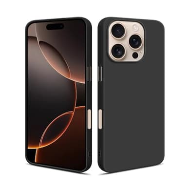 HSP Cover per Apple iPhone 16 Pro [repellente alla polvere] Custodia protettiva in silicone TPU premium | antigraffio antiurto | Protezione della fotocamera | Vestibilità sottile | Nero