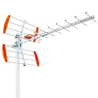 Antenna TV - Antenna TV Esterna con Lunga Portata – Facile Installazione, Supporto per Segnali 4K e DVB-T/DVB-T2, Cavo Coassiale da 8M