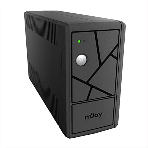 NJOY Keen 600 Gruppo di Continuità 600VA 360 Watt, Line Interactive, UPS per Computer PC e Modem, AVR, 2 Uscite Schuko, 1 Batteria 12V-7Ah - Garanzia 3 Anni