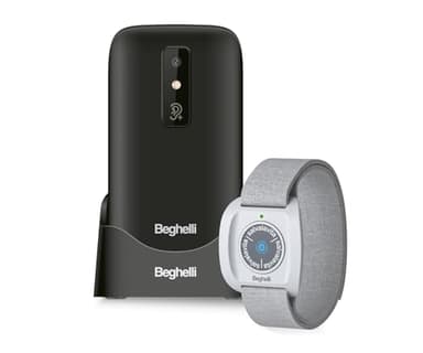 Beghelli - Kit Salvalavita Phone SLV30 Altavoce Plus + Bracciale Band Telefono Anziani, gsm SOS, Chiamata Rapida, Telesoccorso Indossabile, GPS, Sensore Caduta, Ampio Display, 2.8 Pollici, Bianco
