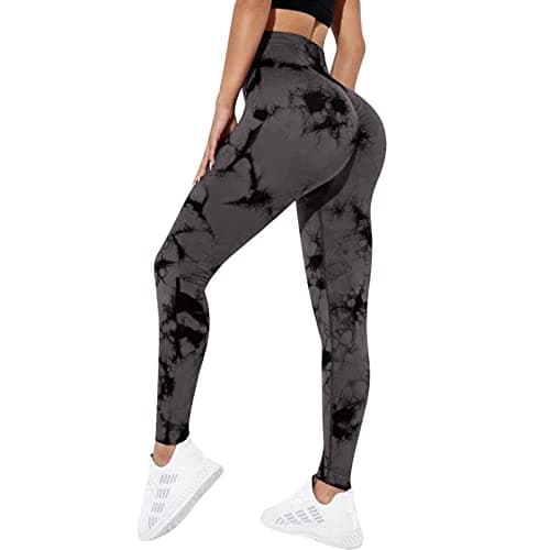 Litthing Gym Leggings Womens Scrunch Leggings Senza Cuciture a Vita Alta Leggings Tie Dye Pantaloni di Yoga per l'allenamento Tummy Control Collant Sportivi per Yoga Running Fitness