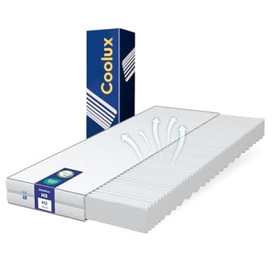 Coolux Sleep Materasso in schiuma fredda 90 x 200 cm, 2 in 1, reversibile H2 & H3, altezza 16 cm, materasso ortopedico a 7 zone, certificato Öko-Tex, adatto per materassi per bambini e ragazzi