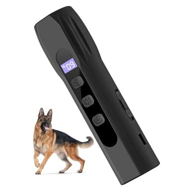 Lancoon Repellente per cani a ultrasuoni con luce a LED, dispositivo anti-abbaio portatile, per addestramento comportamentale, 3 frequenze, pulsante acustico di lunga durata, per cani interni ed
