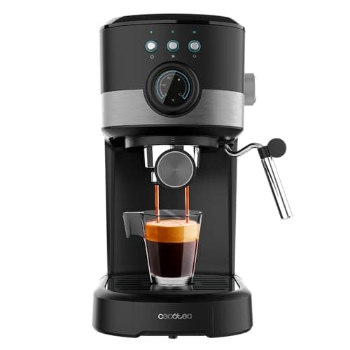 Cecotec Macchina da Caffè Espresso Power Espresso 20 Pecan Pro. 1100 W, Tecnologia ForceAroma da 20 bar, Vaporizzatore Orientabile, Braccio Doppio, Piastra Riscaldatrice per Tazze
